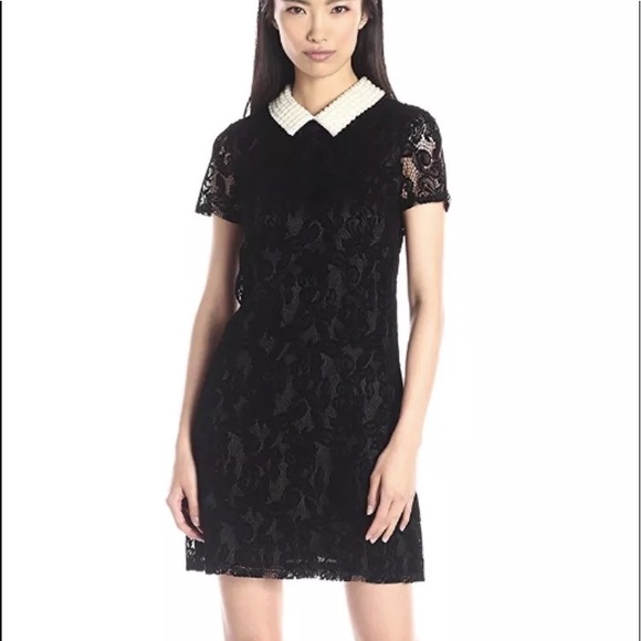 Betsey Johnson lace sleeve shift faux pearl NWT - Picture 2 of 8